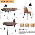 43.3"-59.1" Extendable Round Dining Table Set for 4, Mid Century Modern Wooden Round Table, Leisure Coffee Table,w/ 4 PU Leather Chairs