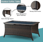 HUMMUH Outdoor Furniture Set 6 Pieces Patio Furniture Wicker Outdoor Sectional Sofa with Swivel Rocker Chairs,Side Table,Outdoor Ottomans for Patio