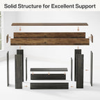 Tribesigns 63" Console Table, Farmhouse 2-Tier Entryway Table with U-Shaped Base, Narrow Long Wood Sofa Table Behind Couch Table for Living Room, Hallway, Foyer, Vintage Brown & Gray