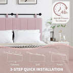 UEV King Headboard Only, Wall Mounted Hanging Upholstered Bed Head Board, Modern Vertical Channel Design of Fine Linen, Elegant Pink Fluted Headboard for Bedroom (Pink, King Size)