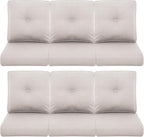 Patio Chair Cushions 6 Packs - Outside High Back Thick Water-Resistant Cushion 22x24 with Zipper Cover for Outdoor Glider Rocking Chairs Loveseat 3-Seater Couch Sofa – Beige/Buckle
