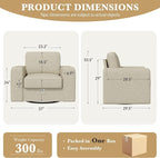 360 Degree Rotation Swivel Accent Sofa Chairs Set of 2, 36'' Width Oversized Armchairs in Linen Living Room,Reading,Office(Beige)
