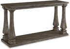 Signature Design by Ashley Johnelle Casual Sofa Table, Plank-look Framed Tabletop, Weathered Finish, Elm Veneers and Wood, 60" W x 18" D x 31.88" H, Gray