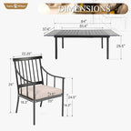 Sophia & William 9 Pieces Patio Dining Set for 8 People, Metal Outdoor Furniture Set with Expandable Patio Table and Chairs, Rust and Weather Resistant Conversation Bistro Set for Porch Yard Deck