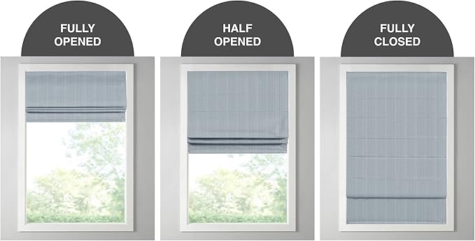 Madison Park Galen Cordless Roman Shade, 29"W x 64"H, Sheen Blue – Room Darkening, Thermal Insulated, Energy Efficient Window Blind with Subtle Sheen Basketweave Fabric for Privacy