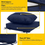 AAAAAcessories Outdoor Deep Seat Cushions, Waterproof, Fade-Resistant Patio Furniture Replacement Cushions, 24" x 24" x 5", Set of 2, Blue