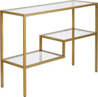 Henn&Hart 42" Wide Rectangular Console Table in Brass, Entryway Table, Accent Table for Living Room, Hallway