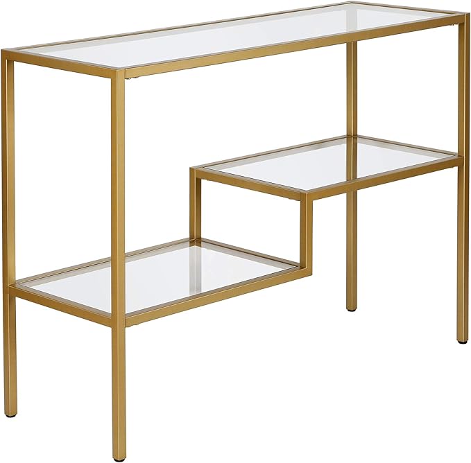 Henn&Hart 42" Wide Rectangular Console Table in Brass, Entryway Table, Accent Table for Living Room, Hallway
