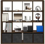Furinno Cubicle Book Shelf, 16-Cube Thick Frame Bookshelf, Reversible Bookcase with Open Back, 14.6 x 57.8 x 58, for Living Room, Bedroom, Home Office, Amber Pine