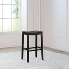 Hillsdale Fiddler Wood Backless Bar Height Stool with Saddle-Style Seat, Black