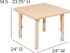 Flash Furniture Wren 24" Square Natural Plastic Height Adjustable Activity Table
