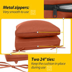 AAAAAcessories Outdoor Deep Seat Cushions, Waterproof, Fade-Resistant Patio Furniture Replacement Cushions, 23.5" x 25.5" x 5" + 23.5" x 13.5", Set of 4, Rust