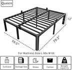 ROIL 12 inch Metal Queen Bed Frame with Rounded Corner and Headboard Hole Mattress Retainers 3500LBS Heavy Duty Steel Slats No Box Spring Needed Platform Noise-Free Easy Assemble