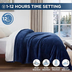 Westinghouse Electric Blanket King, Heated Blanket King Size with 10 Heating Levels and 1 to 12 Hours Heating Time Settings, Flannel to Sherpa Reversible, Machine Washable (90" x 100", Navy)