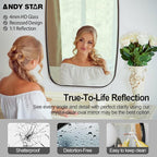 ANDY STAR Bronze Oblong Mirror, 24x36 Inch Brushed Bronze Oval Mirror for Bathroom with Stainless Steel Metal Frame, Wall Mouned for Bathroom, Living Room, Entryway