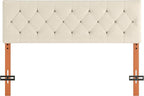Upholstered Queen Headboard Only for Bed Frame from 49”-62”, Adjustable Height Queen Head Board with Durable Wood Legs, Bed Headboard in Modern Button Design, Beige