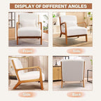 Accent Chair Mid Century Modern Chair Sherpa Fabric Living Room Chairs with Solid Wood Frame Comfy Upholstered and Lumbar Pillow Reading Side Chair Easy Assembly for Bedroom (1, White)
