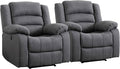 EBELLO Classic Power Recliner Chair, Oversized Electric Overstuffed Chair with Thicked Cushion and Back, Single Sofa with Comfortable Armchair, Gray, 2Pcs