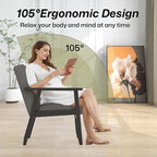Modern Accent Chair with Wooden Table, Upholstered Linen Fabric Leisure Chair Comfy Side Chair with Backrest Button and Arm Rest for Living Room Bedroom Reading(Gray)