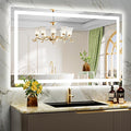 48x30 Inch LED Bathroom Mirror with Lights Front and Backlit Lighted Vanity Mirror for Bathroom Wall with 3 Colors Dimmable Anti-Fog Memory Shatter-Proof IP54 Waterproof Horizontal/Vertical