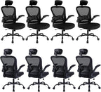 8 Pack Office Chair Ergonomic Desk Chair Comfort Adjustable Height with Wheels，Lumbar Support Mesh Swivel Computer Home Office Chair,Conference Room Chairs