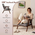 Giantex Mid-Century Modern Accent Chair Set of 2, Upholstered Comfy Living Room Chair with Arms, Anti-slip Felt Pads, Wooden Frame Soft Padded Armchair for Living Room Bedroom Office Study, Light Grey