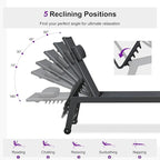 PURPLE LEAF Outdoor Lounge Chair Set of 3 Patio Chaise Pool Lounger Aluminum Frame with Side Table and Wheels for Outside Sunbathing Tanning Recliner Including Pillows Gray