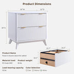 T4TREAM 2 Drawer File Cabinet, 30" Fluted Lateral File Cabinet w/Files Hanging Rod for Letter/Legal/A4, Large Tabletop for Printer, Office Wood Printer Cabinets, White