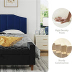 Velvet Queen Size Headboard, Upholstered Headboard Queen/Full Size Wall Mount and Bed Frame Mount, Featuring High-Density Sponge Padding Luxury Texture Easy Assembly Comfort Style-Navy Blue