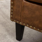 KINWELL 29" W Faux Leather Barrel Chairs Set of 2, Modern PU Upholstered Tufted Club Chairs with Nailhead Trim, Small Armchairs Accent Chairs for Living Room Bedroom Apartment Lounge Nursery, Coffee