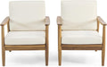 Christopher Knight Home Felix Outdoor Acacia Wood Club Chair (Set of 2), Teak Finish, Beige
