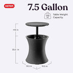 Keter Pacific Cool Bar Outdoor Patio Furniture and Hot Tub Side Table with 7.5 Gallon Beer and Wine Cooler, Dark Grey