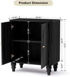 ORRD Fluted Storage Cabinet, Modern Credenza Wooden Accent Sideboard Buffet Cabinet Set of 2 with Adjustable Shelves and Solid Wood Legs, Console Table for Kitchen Dining Living Room Entryway, Black