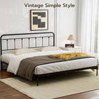 Black Metal King Size Headboard, Height Adjustable, Farmhouse Victorian Wrought Iron Headboards Only for Bedroom