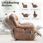 Large Power Lift Recliner Set of 2 with Massage and Heat for Elderly, Faux Leather Electric Lifting Recliners with USB Port, Oversized Reclining Sofa Chair for Living Room, Brown