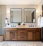 ANDY STAR Black Bathroom Mirror, 36x40 Inch Rounded Rectangle Mirror for Bathroom, Modern Tube Metal Framed Rectangular Mirror for Vanity, Wall-Mounted Vertically or Horizontally