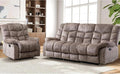 EBELLO Manual Recliner Couch Set, Soft Fabric Reclining Living Room Sofa Set, Includes Single Recliner Chair and 3PC Bonded Sofa, Light Brown