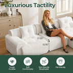 101.65” Modular Sectional Couch for Living Room, 3-Seater Cloud Sofa with Deep Seat, Woven Texture Upholstery Boneless Couch, No Assembly, Beige