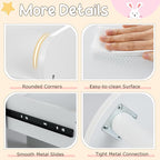 Costzon Kids Vanity, Girls Vanity Set with Mirror and Stool and Lights, Drawers & Storage Compartments, Toddler Makeup Vanity Desk Dressing Table, Wooden Kids Vanity Table and Chair Set (White)