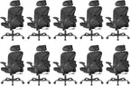 ZZH Ergonomic Office Chair Set of 10 with Adjustable Lumbar Support and Headrest, Mesh Home Office Desk Chair with Wheels and Flip-up Arms, Black