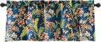 Lush Decor Dolores Light Filtering Valance Curtains Single, 52" W x 18" L Navy & Multi -Valances for Windows - Vintage Valance Floral - Coquette Decor