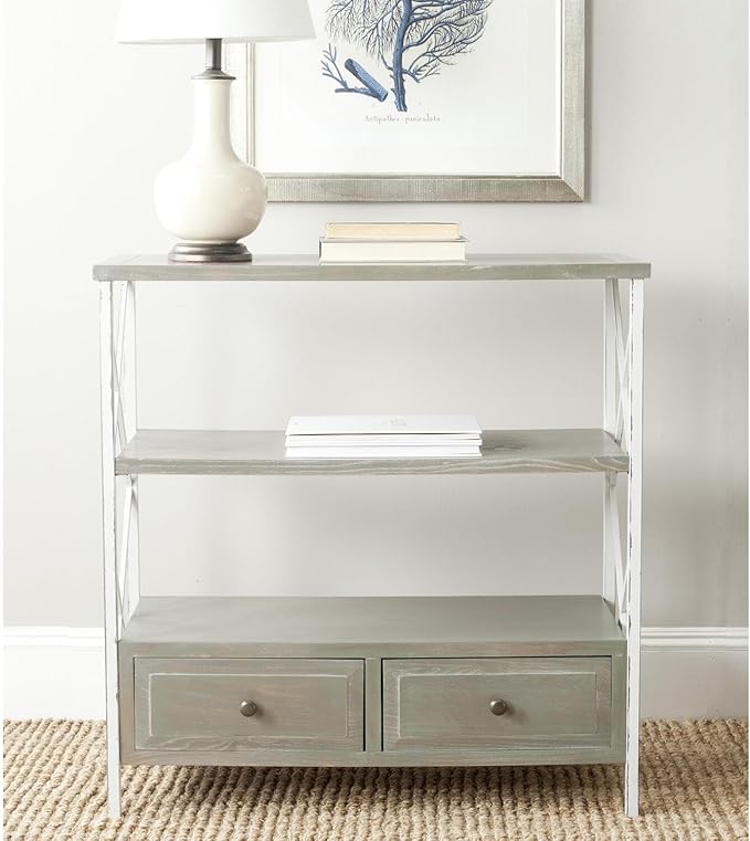 Safavieh American Homes Collection Chandra Console Table, French Grey/White Smoke