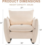 Oversized Armchair, Modern Accent Chair Upholstered in Soft Cloud Fabric with Plush Cushions – Comfy Lounge Chair for Reading Nook, Living Room, and Bedroom (Beige, Set of 1)