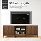 Best Choice Products 2-Door Modern Storage Cabinet, Buffet, Sideboard, Media Cabinet, Cupboard, Entryway Accent Table, Bookcase w/Reeded Panels and Adjustable Shelves – Walnut