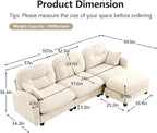 107" L Shaped Sofa for Living Room, Comfy Chenille Fabric Cloud Sectional Couch, Modern Upholstered Deep Seat Sofa with Pillow and Movable Ottoman, Oversized 3 Seater Sectional Sofa, Beige