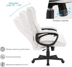 Furmax Home Desk Chair Office Executive Chair High Back Adjustable Managerial,Swivel Computer PU Leather Chair with Lumbar Support (White)