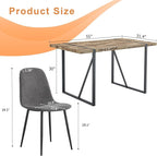 Dining Table Set for 4，Dinner Table Set for 4，55'' Kitchen Table and PU Leather Chairs Set of 4, 5 Piece Dining Table Set for Kitchen Dining Room