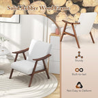 Giantex Mid-Century Modern Accent Chair, Upholstered Comfy Living Room Chair with Arms, Anti-Slip Felt Pads, Wooden Frame Soft Padded Armchair for Living Room Bedroom Office Study, Beige