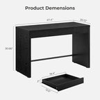 SICOTAS Home Office Executive Desk - 47-Inch Computer Desk with Drawer, Farmhouse Writing Study Desk with Storage,Boho Makeup Vanity Table for Bedroom (Black Oak, 2 Pieces)