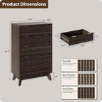 43'' Hight 5 Drawers Dresser for Bedroom,Modern Fluted Vertical Chest with Rounded Corners,Fluted Dresser for Living Room,Hallway, Walnut